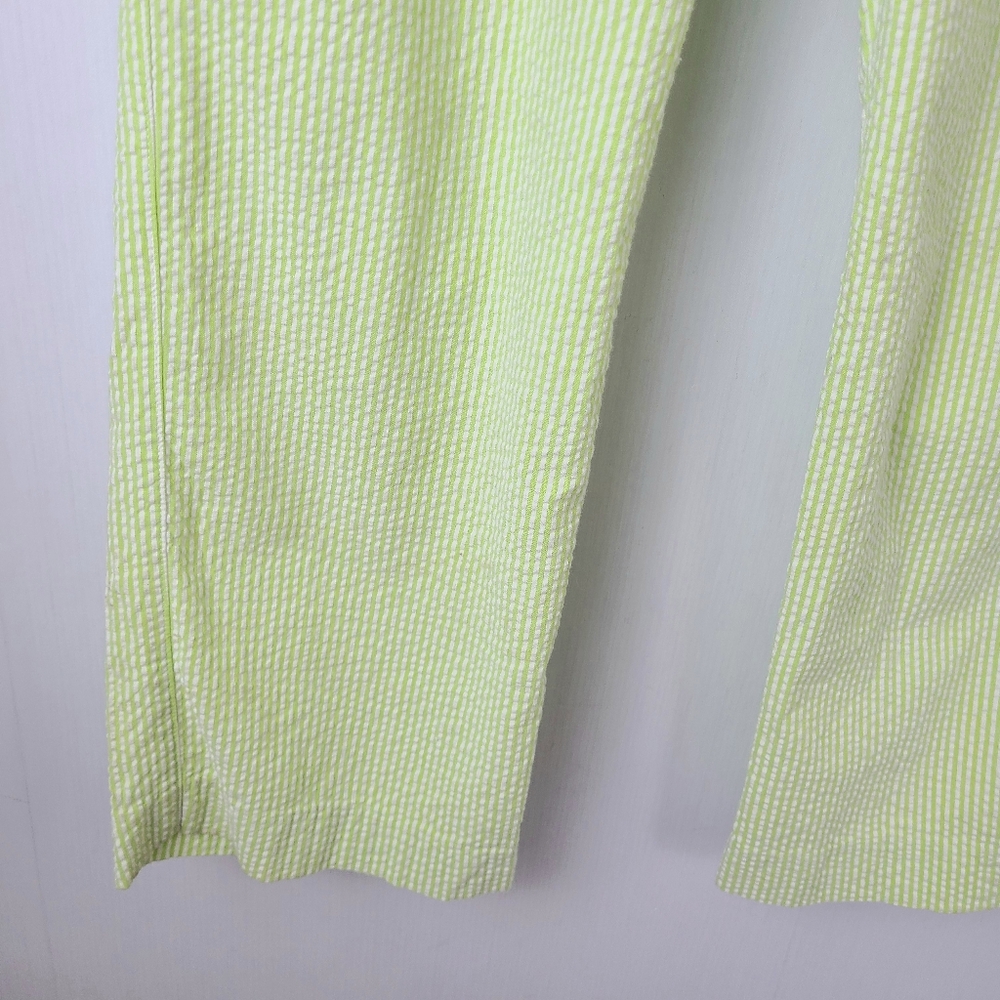 Lilly Pulitzer White Label Green White Striped Seersucker Vintage Cropped Pants - Picture 5 of 10